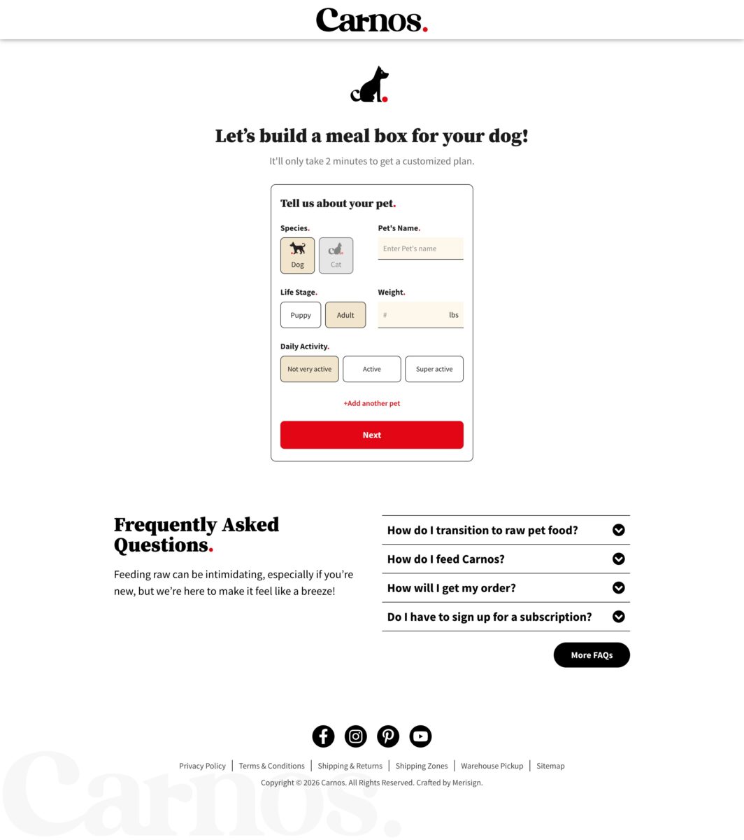 Carnos - Custom Quiz with WooCommerce and MailChimp integration