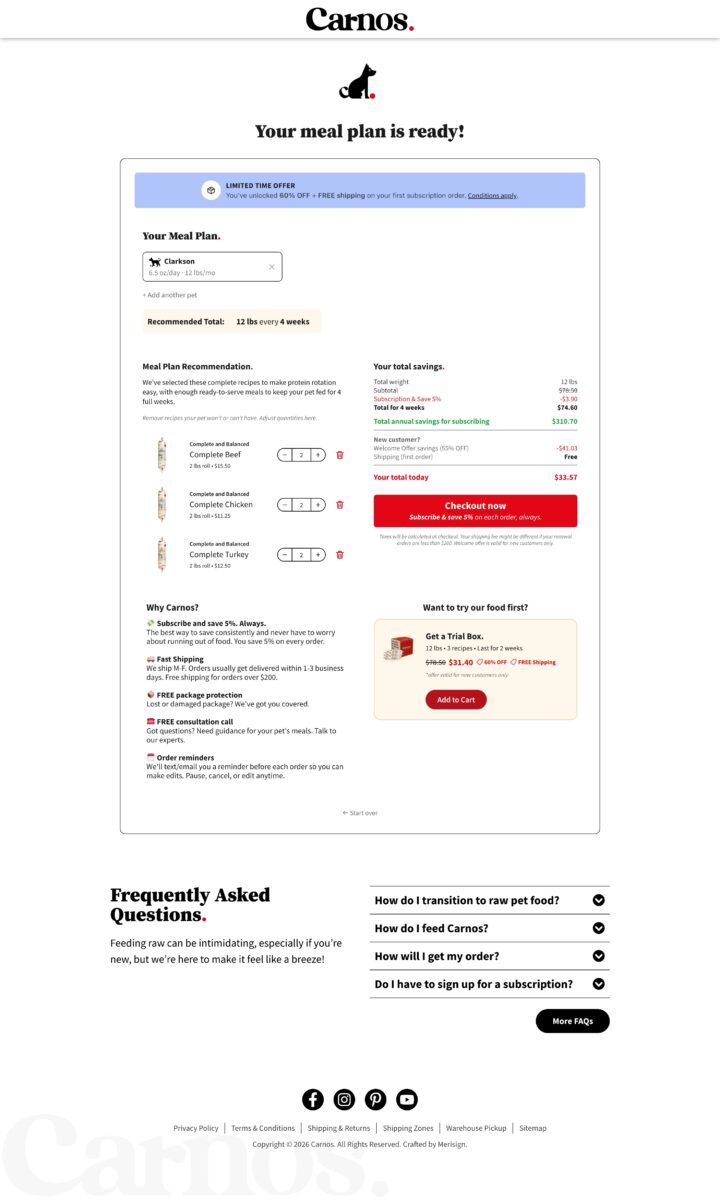 Carnos - Custom Quiz with WooCommerce and MailChimp integration